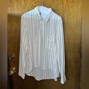 Leith Cream and Black Striped Shirt